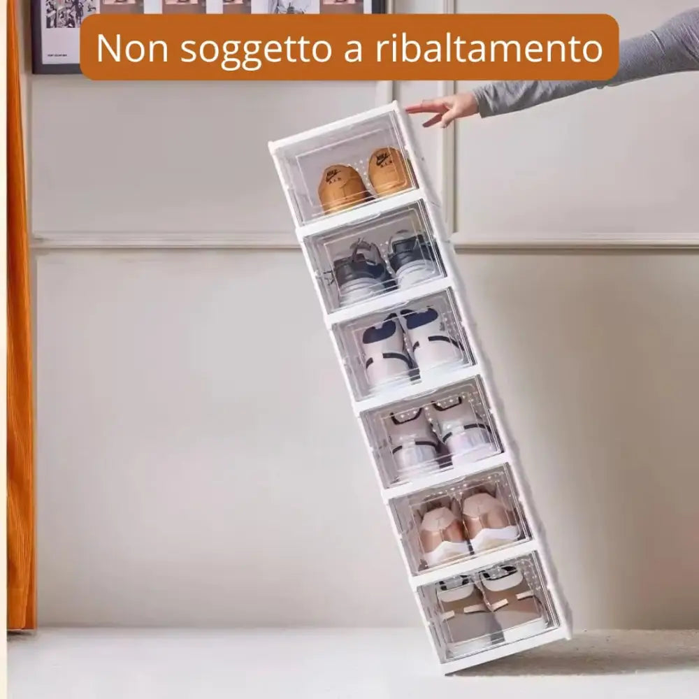 Scarpiera Salvaspazio Pieghevole con 6 Ripiani Slim Portascarpe Organizer Scarpe con Contenitori Facile da Montare