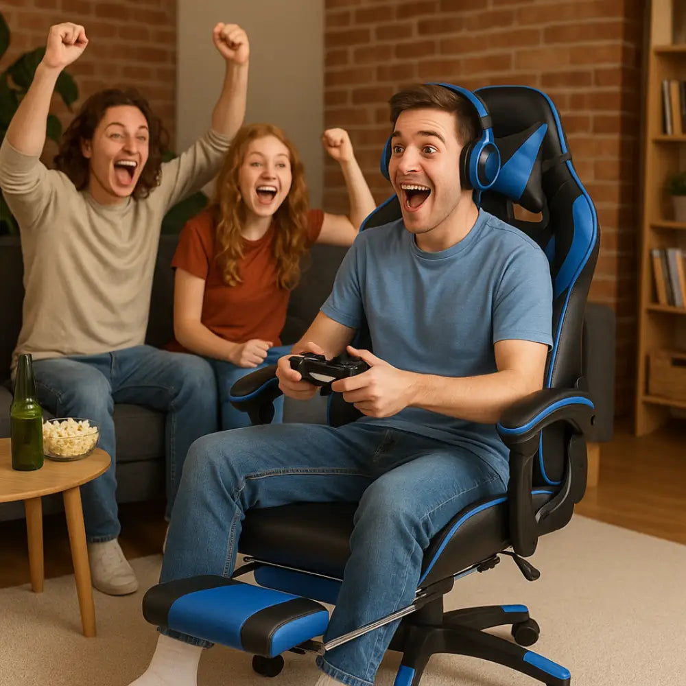 Sedia Gaming Reclinabile Ergonomica Poltrona Girevole da Ufficio con Rotelle Poggiatesta e Supporto Lombare Schienale