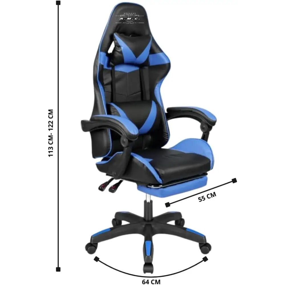 Sedia Gaming Reclinabile Ergonomica Poltrona Girevole da Ufficio con Rotelle Poggiatesta e Supporto Lombare Schienale
