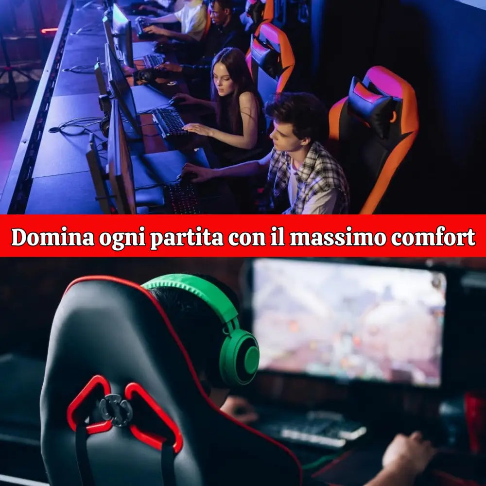 Sedia Gaming Reclinabile Ergonomica Poltrona Girevole da Ufficio con Rotelle Poggiatesta e Supporto Lombare Schienale