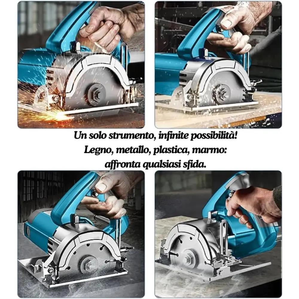 Sega Circolare per Legno Seghetto Elettrico Multiuso per Legno Marmo e piastrelle Potenza 1250W Lama da 105 mm 4