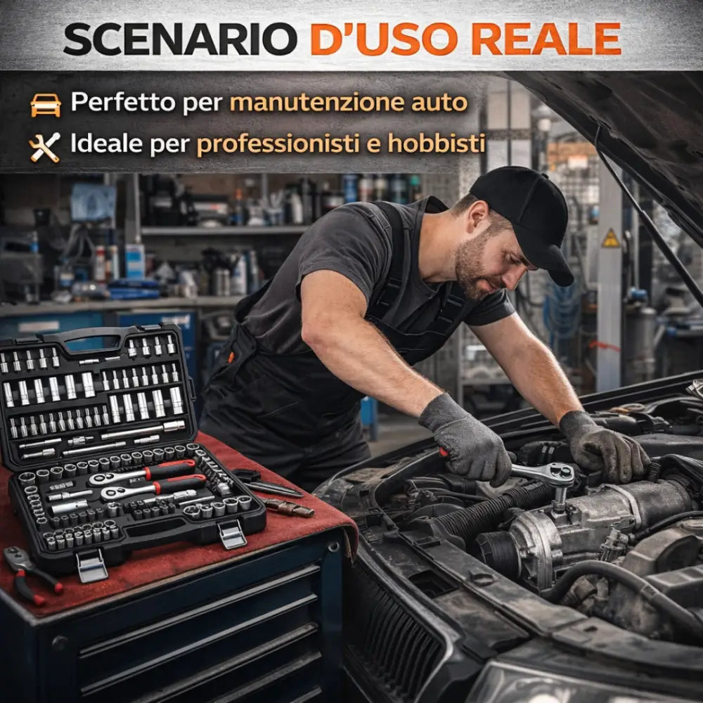Set Chiavi a Bussola con Cricchetto Professionale 108 Pezzi 1/4” + 1/2” con Valigetta Portatile. - set chiavi a bussola