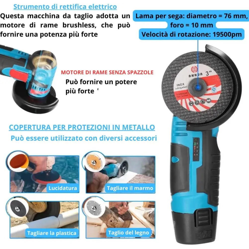 Smerigliatrice Angolare a Batteria Taglierina Elettrica Flessibile Mini Smerigliatrice - Decespugliatore a Scoppio