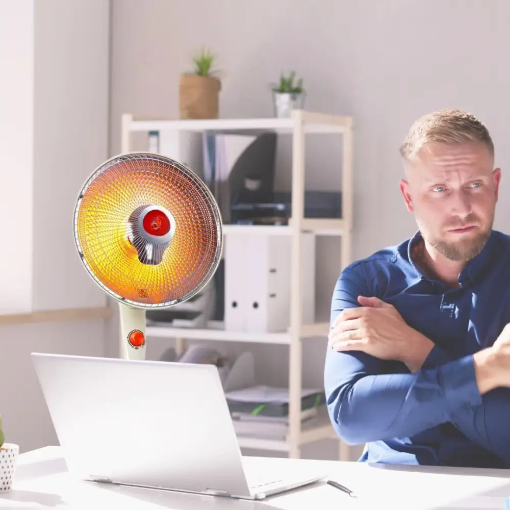 Stufa Piantana a Carbonio Ventilatore Aria Calda Oscillante 90° Riscaldamento Rapido 500W/1000W Sicura Antiribaltamento