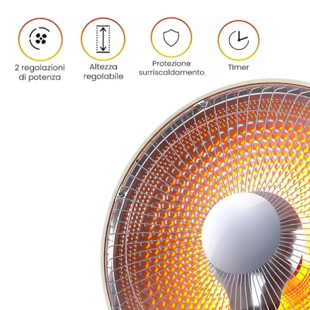 Stufa Piantana a Carbonio Ventilatore Aria Calda Oscillante 90° Riscaldamento Rapido 500W/1000W Sicura Antiribaltamento