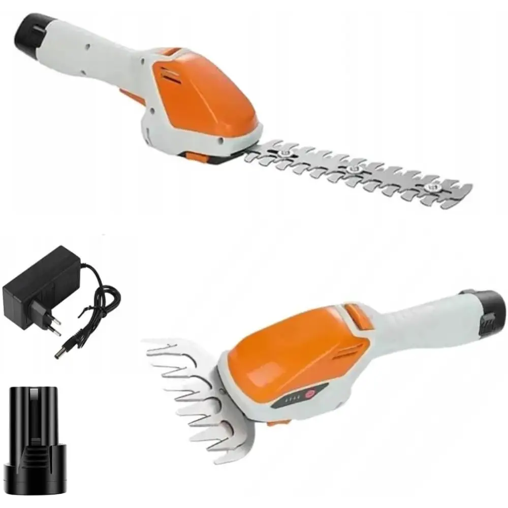 Tagliasiepi a Batteria Tosaerba a Batteria 12V Strumento 2 in 1 con Autonomia di 60 Minuti Lame Intercambiabili 14 cm
