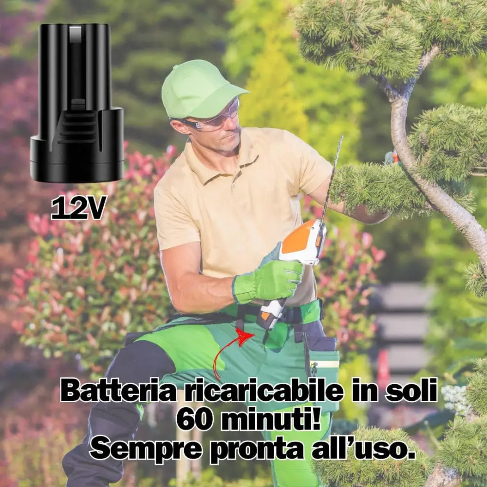 Tagliasiepi a Batteria Tosaerba a Batteria 12V Strumento 2 in 1 con Autonomia di 60 Minuti Lame Intercambiabili 14 cm