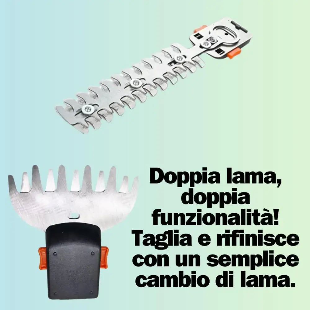Tagliasiepi a Batteria Tosaerba a Batteria 12V Strumento 2 in 1 con Autonomia di 60 Minuti Lame Intercambiabili 14 cm