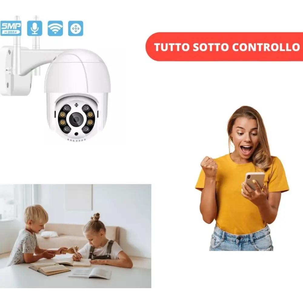 Telecamera Wi-Fi Esterna Videocamera Di Sorveglianza 1080IP Ptz 360° - simple