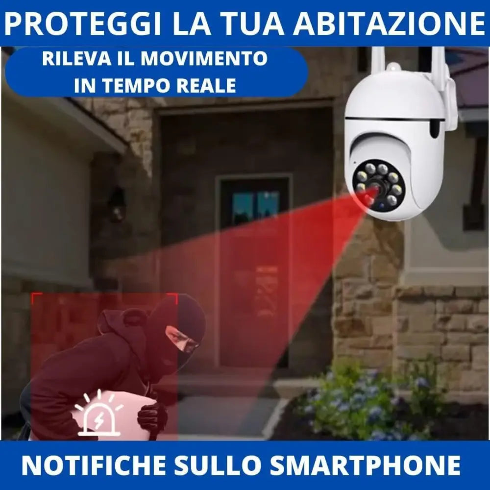 Telecamera Wi-Fi Esterna Videocamera Di Sorveglianza 1080IP Ptz 360° - simple