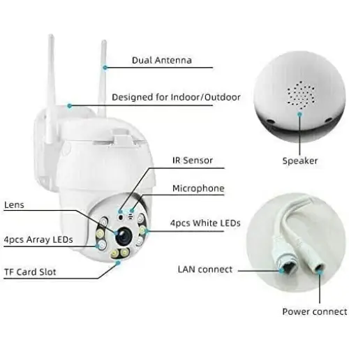 Telecamera Wi-Fi Esterna Videocamera Di Sorveglianza 1080IP Ptz 360° - simple