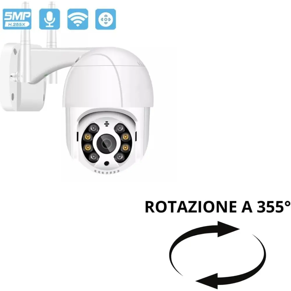 Telecamera Wi-Fi Esterna Videocamera Di Sorveglianza 1080IP Ptz 360° - simple