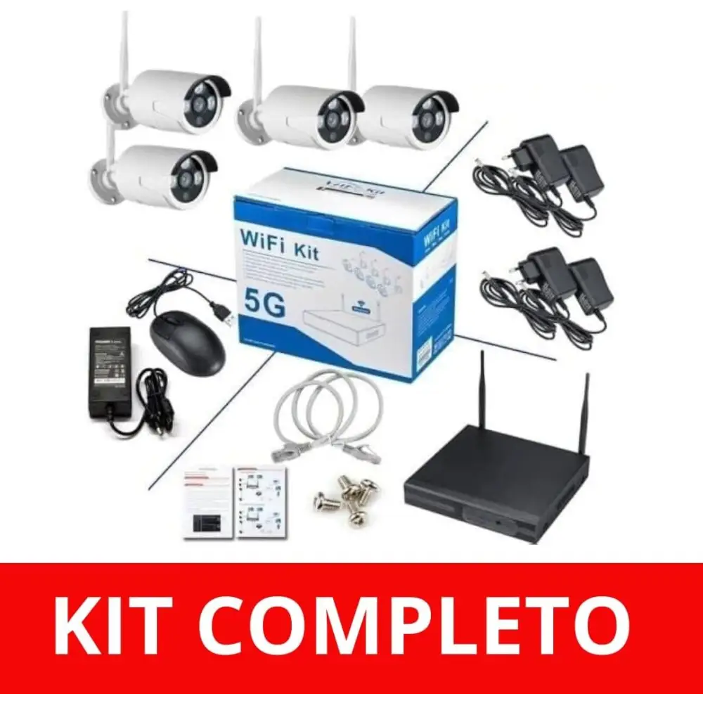 Telecamera Wi-Fi Esterno Kit Videosorveglianza Wireless 4 Canali - simple