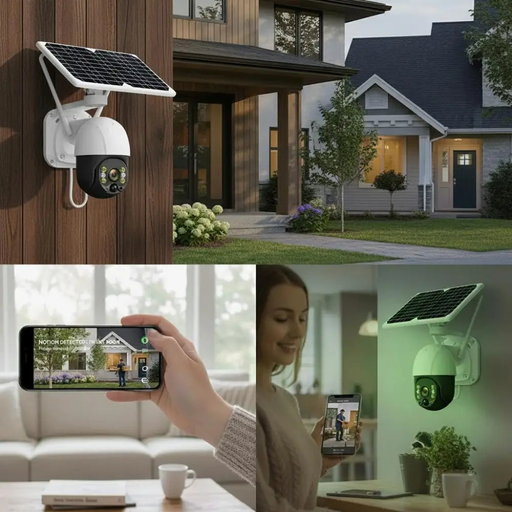 Telecamera Wifi Esterno Senza Fili con Pannello Solare Videosorveglianza con Visione Notturna a Colori Telecamera 2K