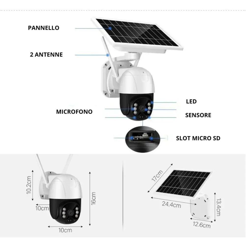 Telecamera Wifi Esterno Senza Fili con Pannello Solare - simple