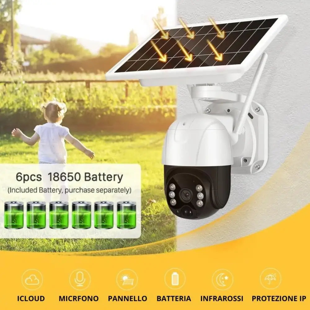 Telecamera Wifi Esterno Senza Fili con Pannello Solare - simple