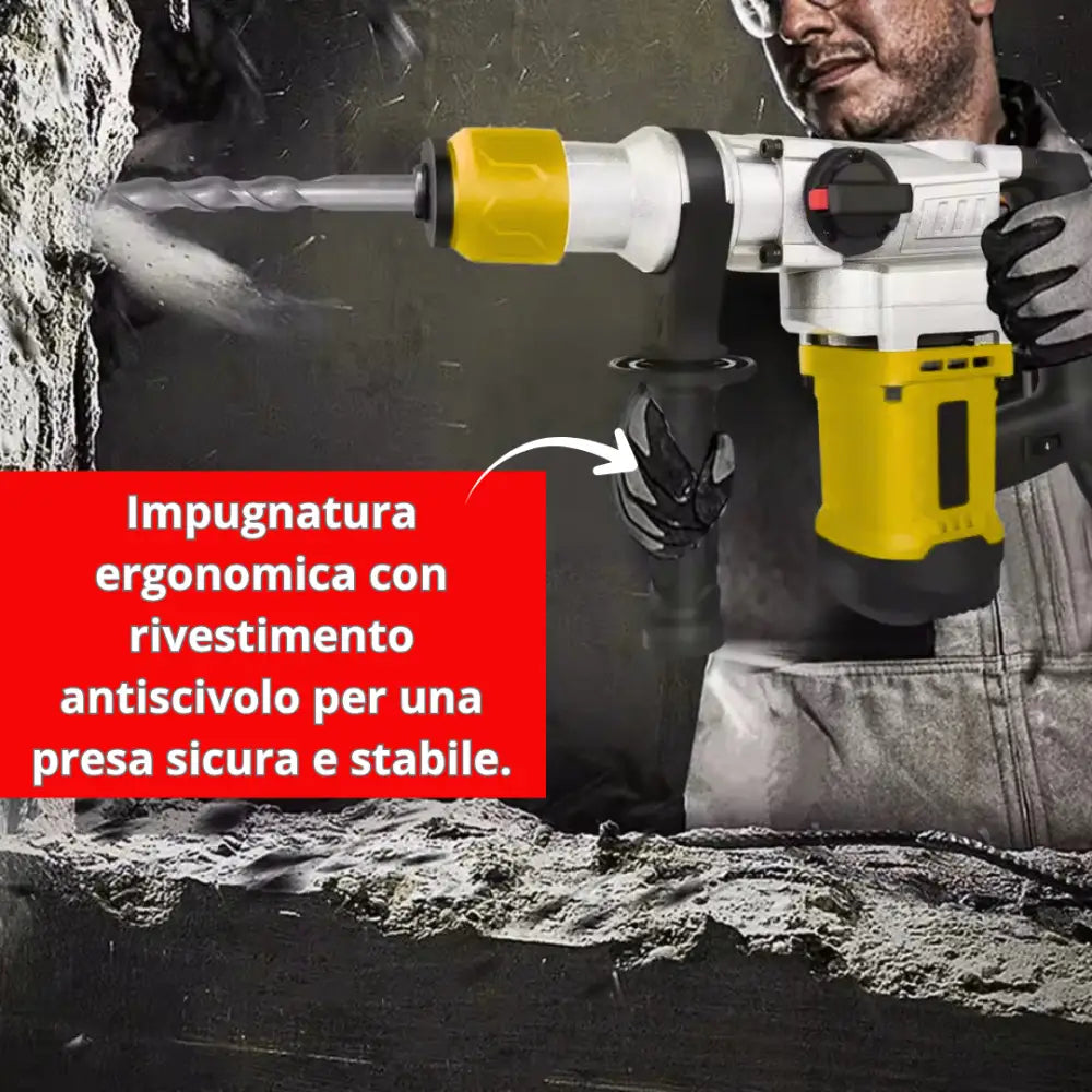 Trapano a Percussione SDS-Plus 2000W 220V SL3204 Martello Demolitore 4 Funzioni con Regolazione Velocità 1-6 Frizione