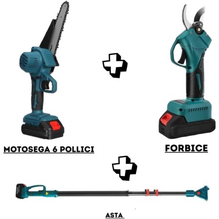 Battery-Powered Pruning Shear, Battery-Powered Chainsaw 6 inches included