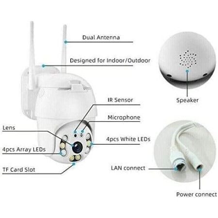 External Wi-Fi Camera, 1080IP Ptz 360° Surveillance Camera