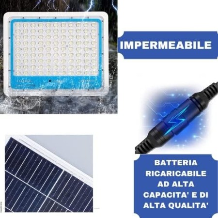 Faretto Led Esterno con Pannello Solare, Faro a Led da Giardino 1000w