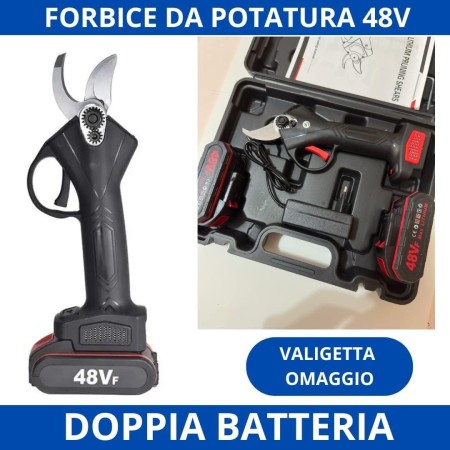 Forbici Potatura con 2 Batterie da 48V Trincia Rami