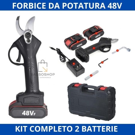 Forbici Potatura con 2 Batterie da 48V Trincia Rami