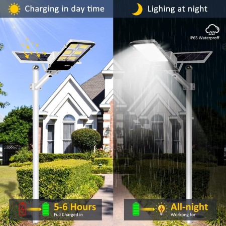 Outdoor Solar Streetlight 400W with Photovoltaic Panel, LED 6500K Cold White