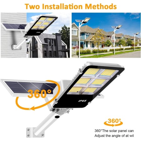 Outdoor Solar Streetlight 400W with Photovoltaic Panel, LED 6500K Cold White