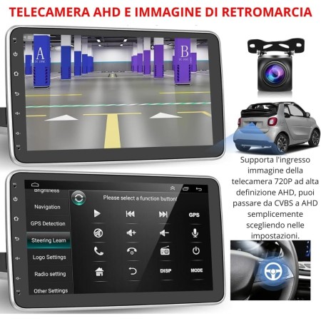 Autoradio Android 1 Din, Radio Carplay Wireless, schermo touch da 10,1 Pollici