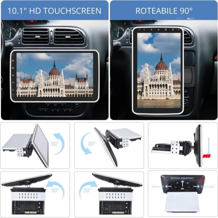 Autoradio Android 1 Din, Radio Carplay Wireless, schermo touch da 10,1 Pollici