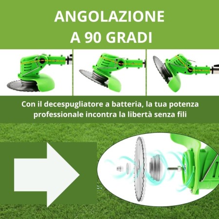 Decespugliatore a Batteria, Tagliabordi Elettrico 24V con 2 Batterie e Lame Metalliche