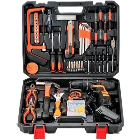 Complete Tool Box, Work Tools with Drill Driver and 12V Double Battery