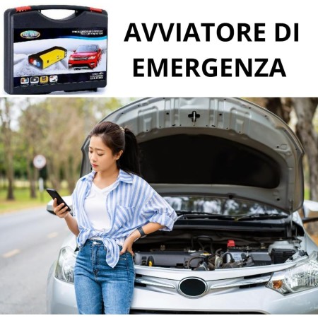 Avviatore di Emergenza Portatile con Batteria 15000 mAh, Booster Avviamento Auto