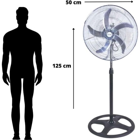 Ventilatore A Piantana Silenzioso, Ventilatore Potente Elettrico In Acciaio Con 5 Pale In Alluminio