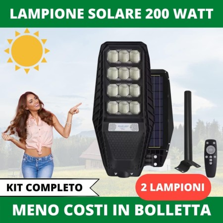 4 Pezzi Lampione Solare a Led esterno 200W, Lampione led solare con Palo e Telecomando