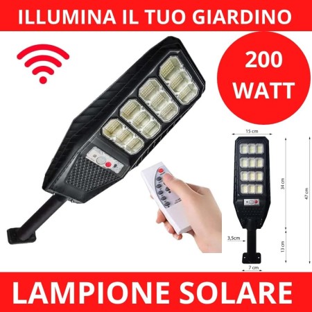 4 Pezzi Lampione Solare a Led esterno 200W, Lampione led solare con Palo e Telecomando