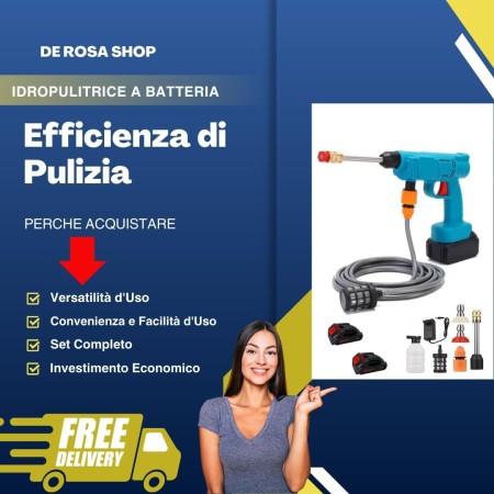 Idropulitrice a Batteria Senza Fili, Pistola Elettrica Alta Pressione