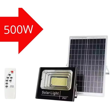 Outdoor LED Spotlight 500W with Solar Panel, Solar Light 208 Powerful LEDs