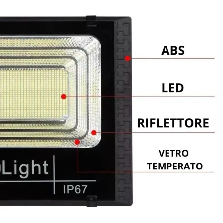 Faro LED Esterno 500W con Pannello Solare, Luce Solare 208 Potenti LED