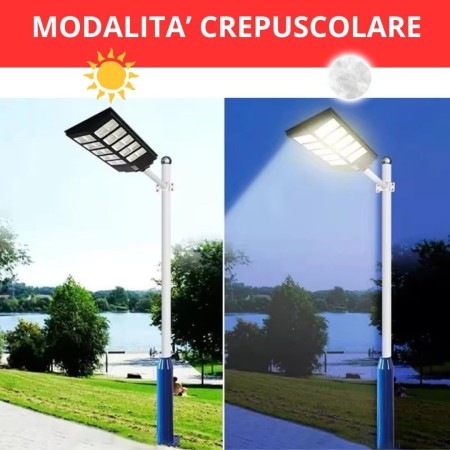 Lampione LED Esterno con Pannello Solare 1200W