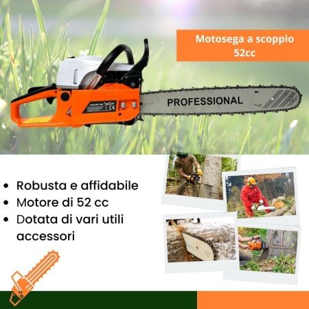 Motosega a Scoppio Professionale 52cc