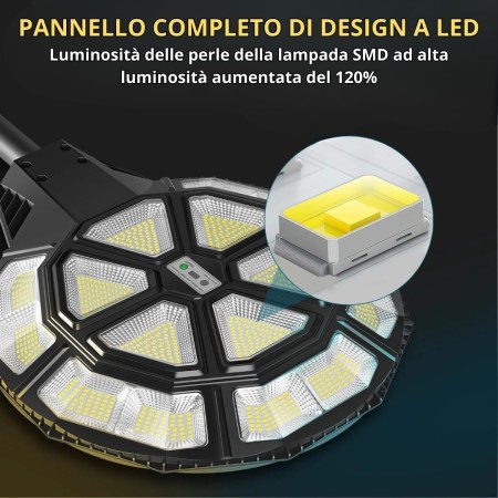 Lampione Solare Led Esterno, Lampione da Giardino 1000Watt forma Ufo