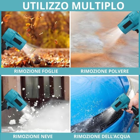 Soffiatore a Batteria, Mini Soffiatore per Foglie con Turbocompressore