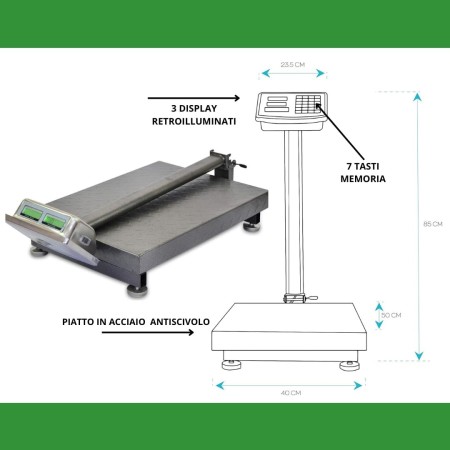 Bilancia Digitale Elettronica, Professionale da 300 Kg con Display