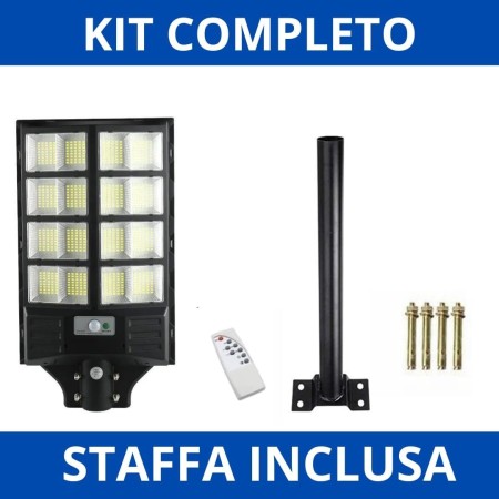 Lampione LED Esterno con Pannello Solare 1000W, 6500K Bianco Freddo