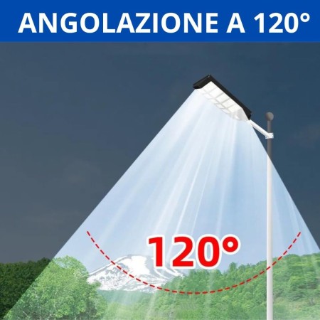 Lampione LED Esterno con Pannello Solare 1000W, 6500K Bianco Freddo