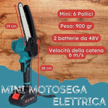 Mini Motosega a Batteria 6 Pollici per Potatura e Giardinaggio