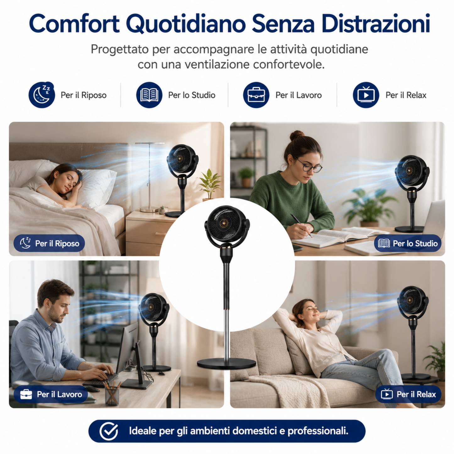 Ventilatore Smart Ultra Silenzioso 23 dB con Motore DC