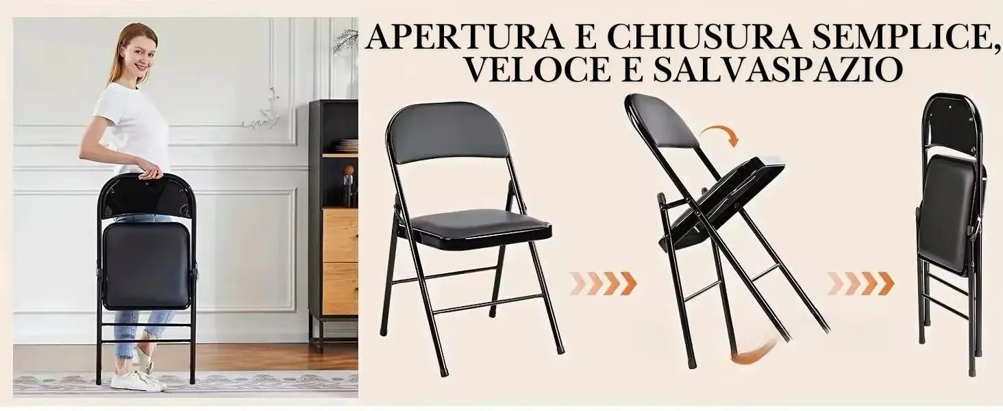 Sedie Pieghevoli da Esterno Set da 6 Sedie con Struttura in Metallo Robusto