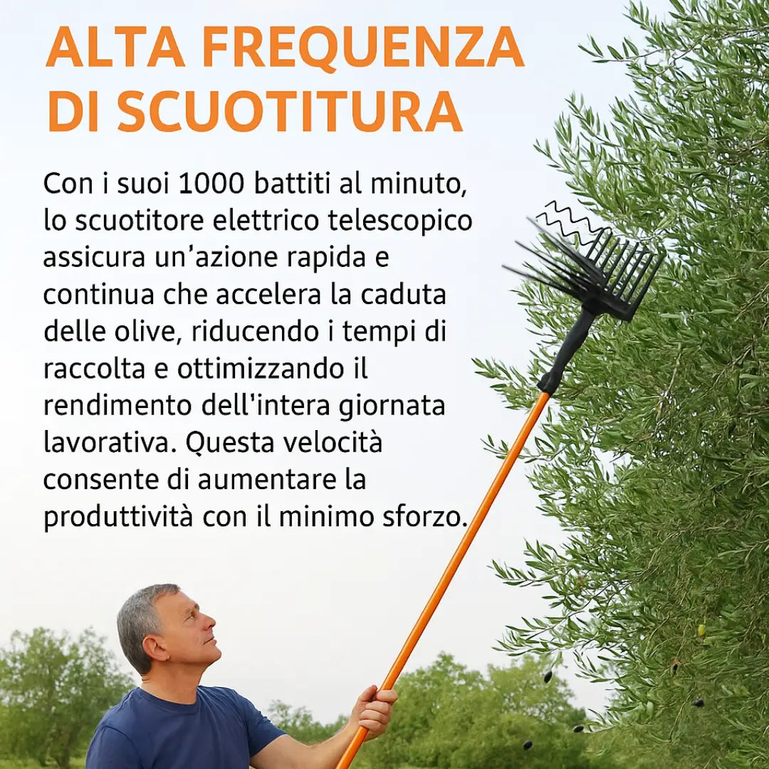 Abbacchiatore per Olive a Batteria Scuotitore Elettrico Telescopico con Batteria 12V 400W